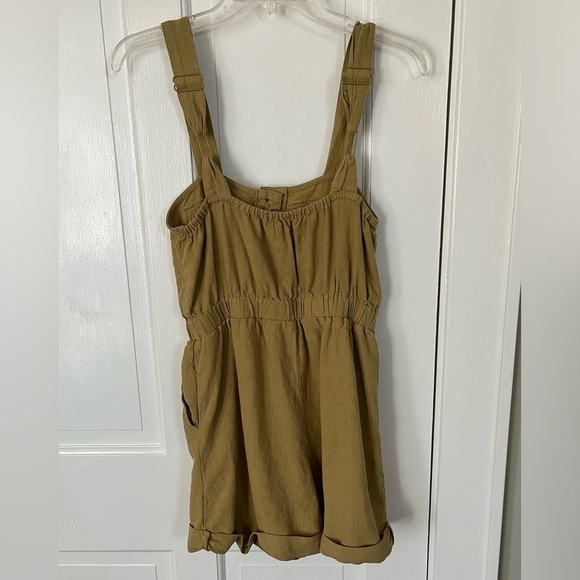 Urban Outfitters UO Malibu Romper Women Small Khaki Brown Sleeveless Linen Blend - Picture 6 of 13